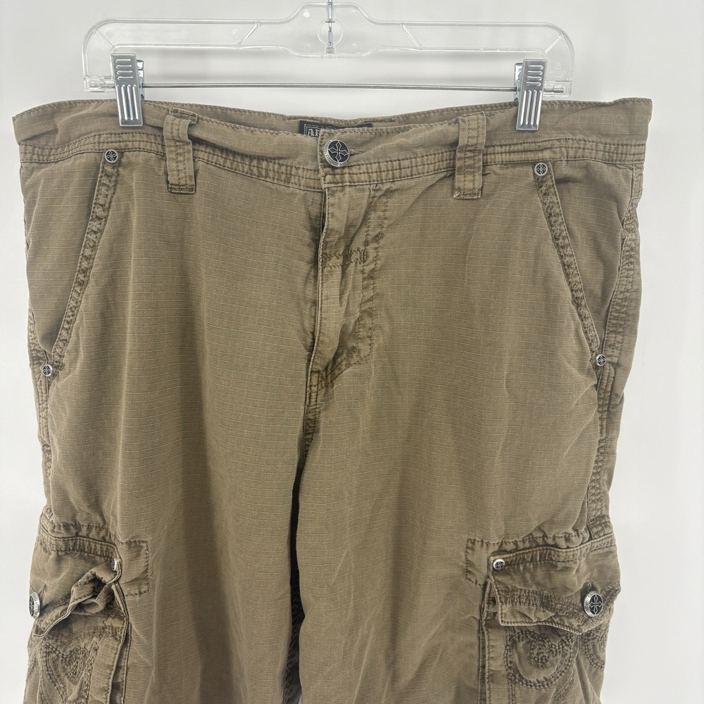Affliction Black Premium Cargo Shorts Brown Ripstop Y2K Grunge Utility Men 38 - Picture 2 of 13
